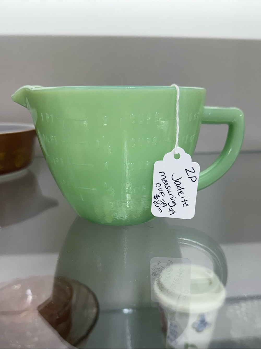 Fire King Jadeite Green Glass Measuring Cup with Handle